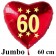 Großer roter Herzluftballon in Rot mit Ballongas Helium zum 60. Geburtstag, Zahl 60, Stars