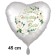 Zum Hochzeitstag alles Gute! White Roses. Herzluftballon aus Folie, Satin de Luxe, weiß, 45 cm, inklusive Helium