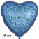 Zum Muttertag Danke! Herzluftballon in Satinblau, 45 cm, ohne Helium
