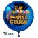 Zur Einschulung viel Glück, runder blauer Luftballon aus Folie, 70 cm, inklusive Helium