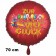 Zur Einschulung viel Glück, runder roter Luftballon aus Folie, 70 cm, inklusive Helium