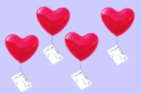 Herzballons Hochzeit steigen lassen. Ballonflugkarten