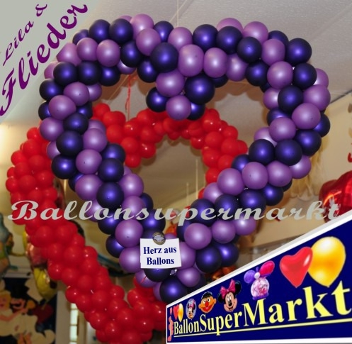 Hochzeit-Dekoration-Herz-aus-Luftballons-Lila-Flieder-vom-Ballonsupermarkt