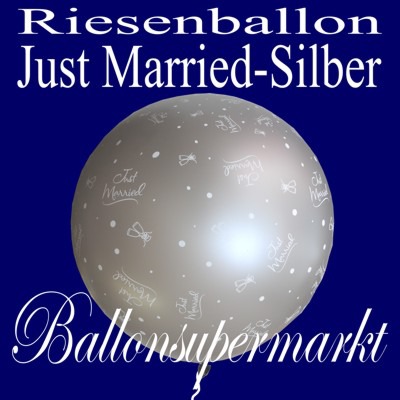 Riesenluftballon-Hochzeit-Just-Married-Silber