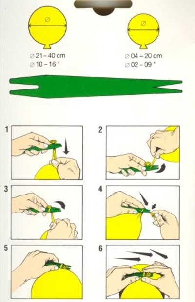 Ballonknoter, Luftballons knoten, Anleitung zum Knoten und Verschließen der Latex-Luftballone