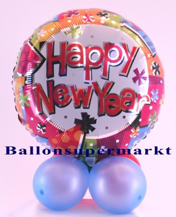 Tischdekoration-bunter-Folien-Luftballon-Silvester