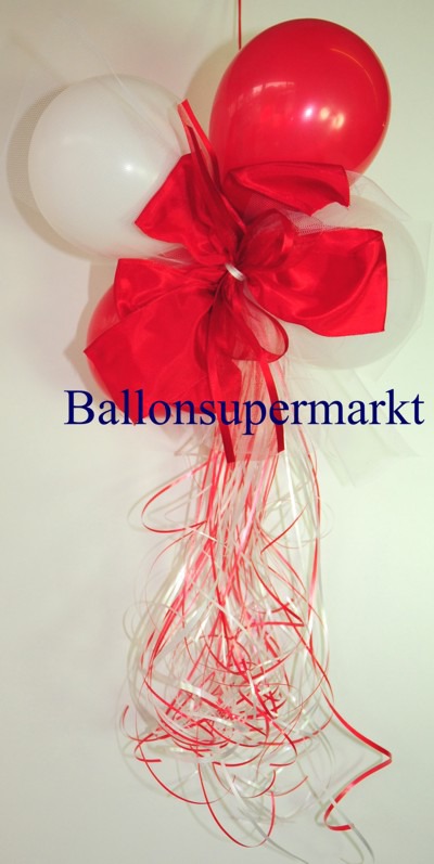 Mini-Luftballons-Dekoration-mit-Zierschleife-Hochzeit-Liebe-Rot-Weiss