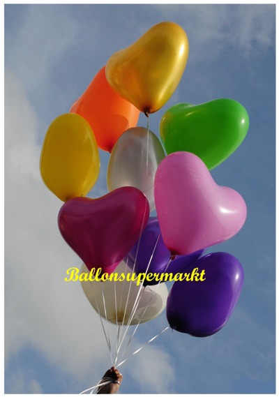 Herzballons, Herz-Luftballons, Ballonherzen in bunten Farben. Große 45 cm Luftballons in Herzform