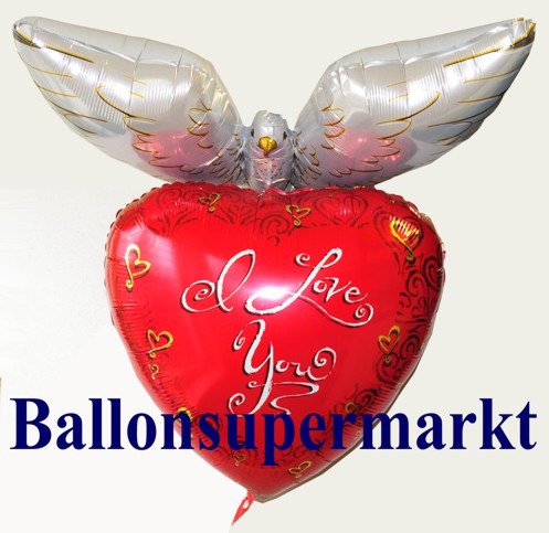 Riesen-Herzluftballon-I-Love-You-Liebe-mit-Taube