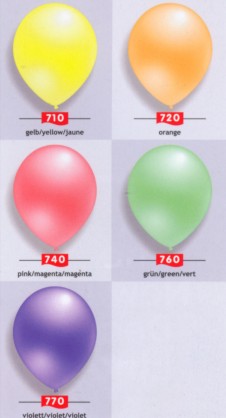 Luftballons in Neonfarben, Farben der Luftballons