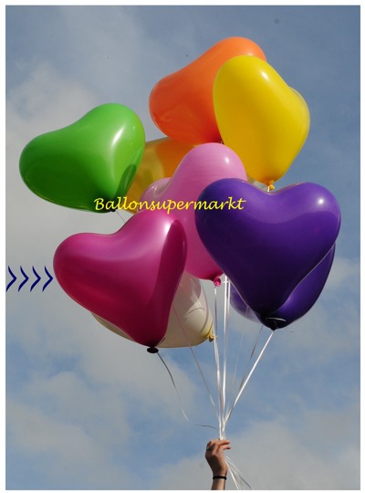 Großer Herzluftballon, Pink Metallic, 40 bis 45 cm, mit Helium