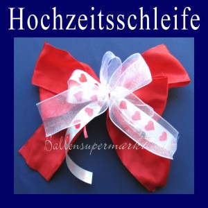 Hochzeitsschleife in Rot-Weiss, Dekoration Hochzeit, Zierschleife