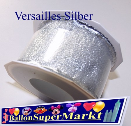 Deko-Zierband-Schmuckband-Versailles-Silber-Rolle