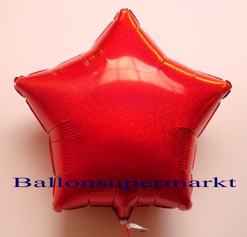 Luftballon-Folie-Stern-Rot-Holo-Glanz
