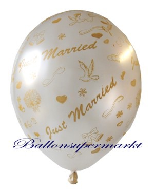 Just-Married-Hochzeits-Luftballon-Weiss