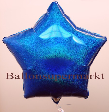 Blauer-Stern-Folienballon-Holografisch