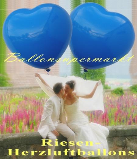 Riesen-Herzluftballons-350er-in-Blau-mit-dem-Hochzeitspaar