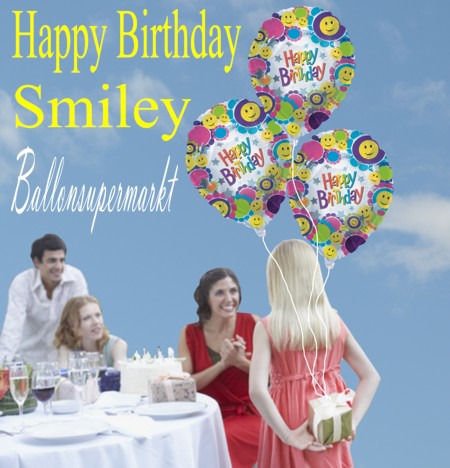 Glückwünsche zum Geburtstag mit Smiley Luftballons