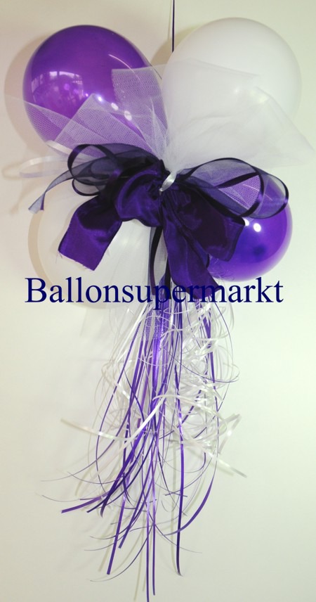 Mini-Luftballons-Dekoration-mit-Zierschleife-Hochzeit-Liebe-Blau-Weiss