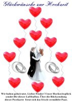 Hochzeits-Ballonflugkarte, Glückwünsche zur Hochzeit mit Herzluftballons