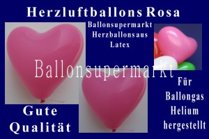 Herzluftballons in Rosa