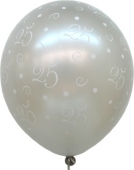 Luftballons, Latex 27,5 cm Ø, 25 Stück / Silber (LRSt B27,5/Ams 990636)