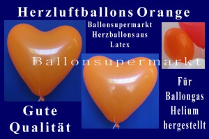 Herzluftballons in Orange Herzluftballons in Orange