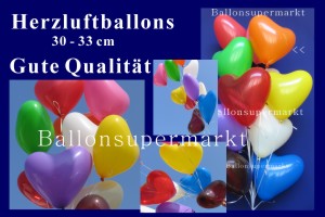 Herzluftballons in bunten Farben
