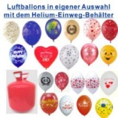 Helium Einweg mit 30 Luftballons, Auswahl selbst bestimmen (FHGE BT LB Auswahl 1)