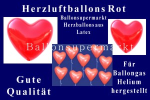 Herzluftballons in Rot