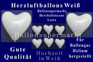 Herzluftballons in Weiß