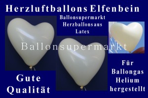 Herzluftballons in Elfenbein
