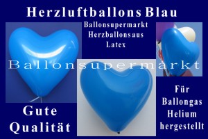 Herzluftballons in Blau