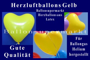 Herzluftballons in Gelb