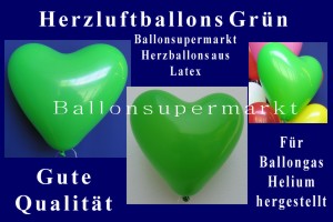 Herzluftballons in Grün